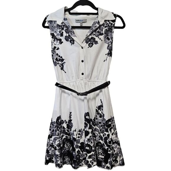 Bailey Blue Dress Size S White with Black Floral Pattern Sleeveless - Picture 1 of 9